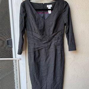 Liz Claiborne grey pinstripe dress size 8 1/2 sleeve